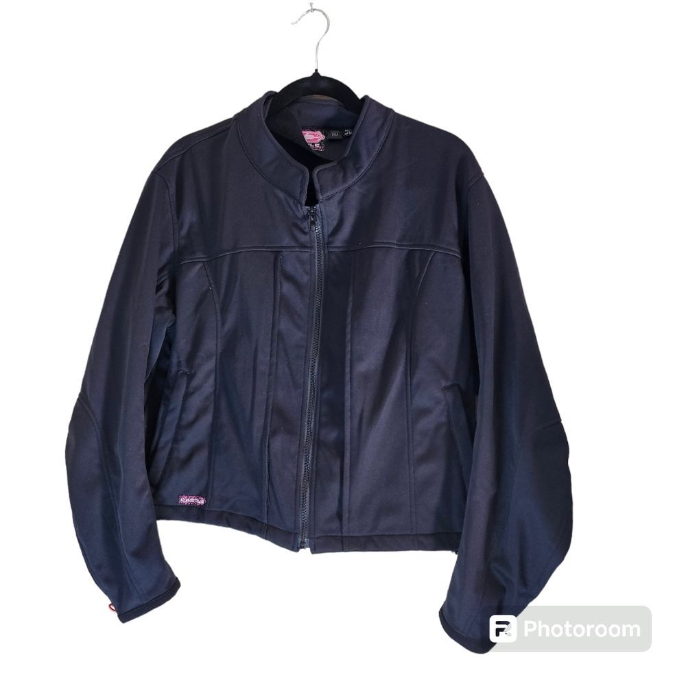 Castle Streetwear Womens Motorcycle Jacket Black Full Zip Size 10 Biker Coat